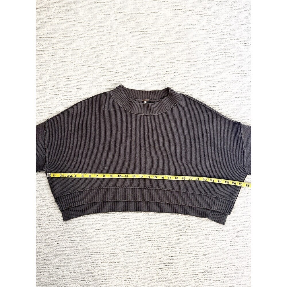 FREE PEOPLE Easy Street Crop Pullover Women's XS Gray Sweater Oversized Slouchy - Picture 10 of 14